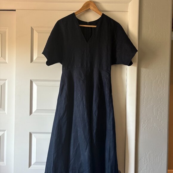 NWT! Banana Republic Navy Maya Linen Midi Dress - Multiple Sizes 🦋 - Picture 7 of 8